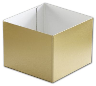 Gold Hi-Wall Gift Box Bottoms, 4 x 4 x 3' - Gifts Baskets Wholesale Supplies Shop