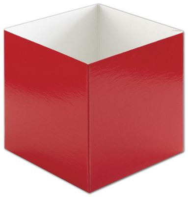 Red Hi-Wall Gift Box Bottoms, 6 x 6 x 6' - Gifts Baskets Wholesale Supplies Shop