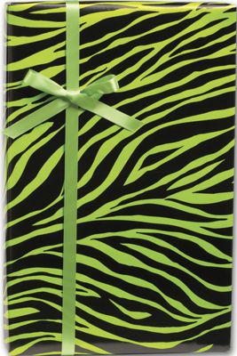 Lime Zebra Gift Wrap, 24' x 417' - Gifts Baskets Wholesale Supplies Shop