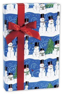 Millionare Snowmen Gift Wrap, 24' x 417' - Gifts Baskets Wholesale Supplies Shop