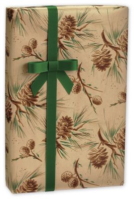 Pine Cones in Kraft Gift Wrap, 24 x 417
