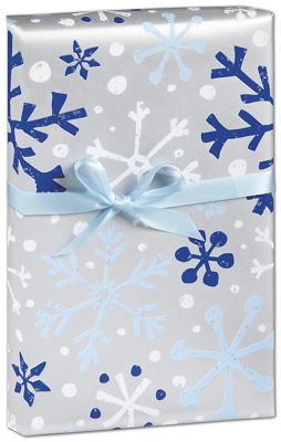 Silver & Blue Flurries Gift Wrap, 24 x 417