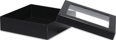 Black Rigid Gourmet Window Boxes, Large - Gifts Baskets Wholesale Supplies Shop