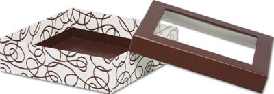 Chocolate Drizzle Rigid Gourmet Window Boxes, Large - Gifts Baskets Wholesale Supplies Shop