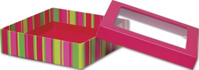 Festive Stripe Rigid Gourmet Window Boxes, Large - Gifts Baskets Wholesale Supplies Shop