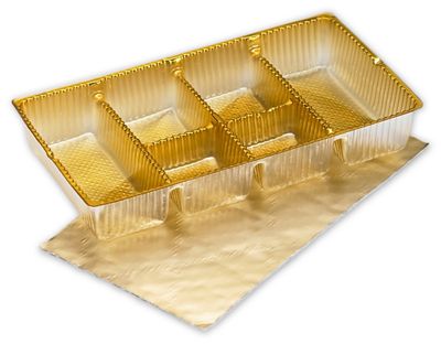 Gold Ballotin Trays, 6 1/4 x 3 1/2 x 1' - Gifts Baskets Wholesale Supplies Shop