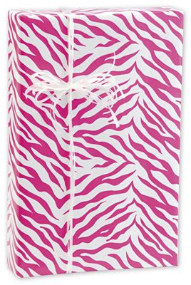 Pink Zebra Gift Wrap, 24' x 417' - Gifts Baskets Wholesale Supplies Shop