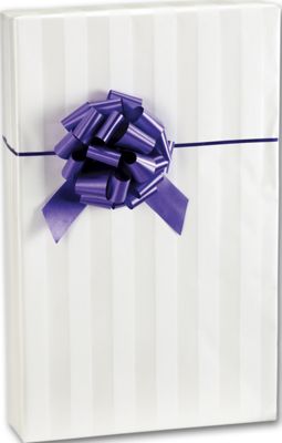 White on White Stripe Gift Wrap, 24' x 417' - Gifts Baskets Wholesale Supplies Shop