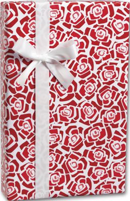 Bed of Roses Gift Wrap, 24' x 100' - Gifts Baskets Wholesale Supplies Shop