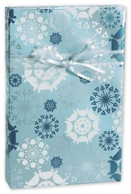 Shimmer Snowflakes Gift Wrap, 24' x 100' - Gifts Baskets Wholesale Supplies Shop