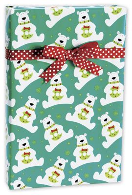 Polar Bear Present Gift Wrap, 24' x 417' - Gifts Baskets Wholesale Supplies Shop