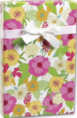 Fresh Flowers Gift Wrap, 24' x 100' - Gifts Baskets Wholesale Supplies Shop