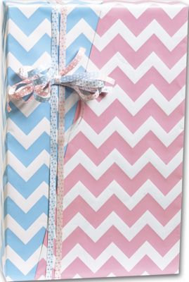 Baby Chevron Reversible Gift Wrap, 24' x 100' - Gifts Baskets Wholesale Supplies Shop