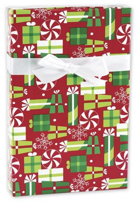 Peppermint Party Gift Wrap, 24' x 417' - Gifts Baskets Wholesale Supplies Shop
