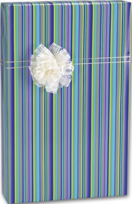 Aqueous Mini Stripe Gift Wrap, 24' x 417' - Gifts Baskets Wholesale Supplies Shop
