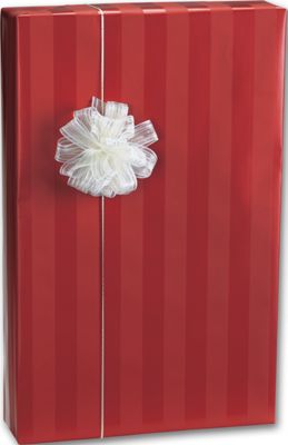 Silky Stripes Carmine Gift Wrap, 24' x 417' - Gifts Baskets Wholesale Supplies Shop