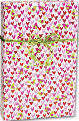 Birds & Hearts Gift Wrap, 24' x 417' - Gifts Baskets Wholesale Supplies Shop