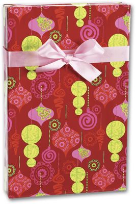 Mod Ornaments Gift Wrap, 24' x 100' - Gifts Baskets Wholesale Supplies Shop