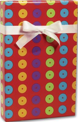 Carousel Dots Gift Wrap, 24' x 100' - Gifts Baskets Wholesale Supplies Shop