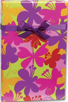 Butterfly Kaleidoscope Gift Wrap, 24' x 417' - Gifts Baskets Wholesale Supplies Shop