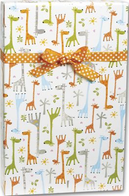 Baby Giraffes Gift Wrap, 24' x 100' - Gifts Baskets Wholesale Supplies Shop