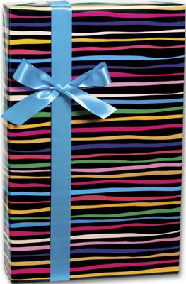 Party Stripes Gift Wrap, 24' x 417' - Gifts Baskets Wholesale Supplies Shop