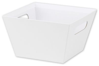 White Square Market Trays, 8 x 8 x 5' - Gifts Baskets Wholesale Supplies Shop