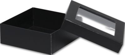 Black Rigid Gourmet Window Boxes, Medium - Gifts Baskets Wholesale Supplies Shop