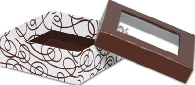 Chocolate Drizzle Rigid Gourmet Window Boxes, Medium - Gifts Baskets Wholesale Supplies Shop