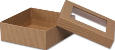 Kraft Rigid Gourmet Window Boxes, Medium - Gifts Baskets Wholesale Supplies Shop
