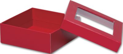 Red Rigid Gourmet Window Boxes, Medium - Gifts Baskets Wholesale Supplies Shop