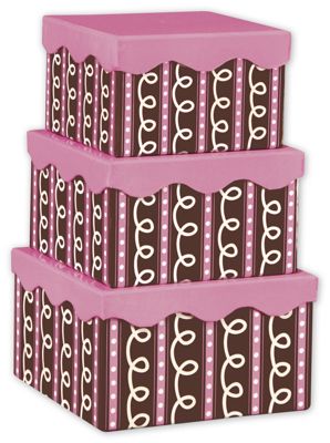 Cupcake 3-Piece Nested Box Sets, Square - Gifts Baskets Wholesale Supplies Shop