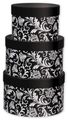 Damask 3-Piece Nested Box Sets, Round - Gifts Baskets Wholesale Supplies Shop
