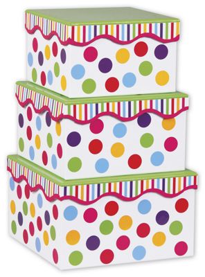 Gumballs 3-Piece Nested Box Sets, Square - Gifts Baskets Wholesale Supplies Shop