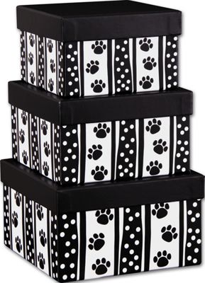Polka Dot Paws 3-Piece Nested Box Sets, Square - Gifts Baskets Wholesale Supplies Shop