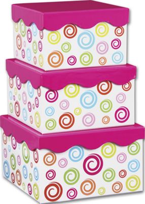 Swircles 3-Piece Nested Box Sets, Square - Gifts Baskets Wholesale Supplies Shop