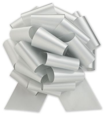 Silver Pull Bows, 8' Bow, 20 Loops, 2 3/4' Ribbon Width - Gifts Baskets Wholesale Supplies Shop