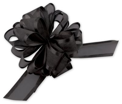 Black Sheer Satin Edge Pull Bows, 18 Loops, 5/8' Width - Gifts Baskets Wholesale Supplies Shop