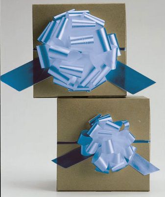 Light Blue Satin Perfect Pull Bows, 20 Loops, 5 1/2' - Gifts Baskets Wholesale Supplies Shop