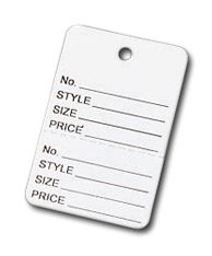 White Printed Garment Tags, 1 7/8 x 1 1/4' - Gifts Baskets Wholesale Supplies Shop