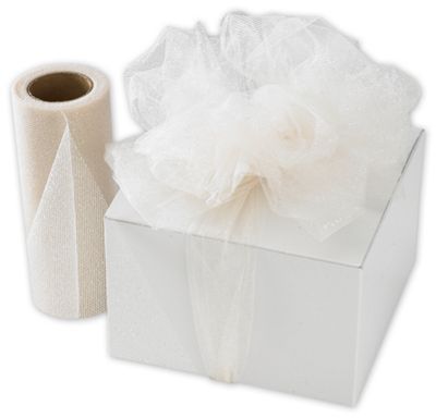 Ivory Sparkle Tulle, 6' x 25 Yds - Gifts Baskets Wholesale Supplies Shop