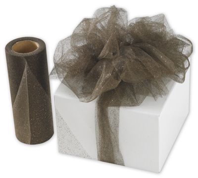 Chocolate Sparkle Tulle, 6' x 25 Yds - Gifts Baskets Wholesale Supplies Shop