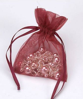 Burgundy Organdy Bags,  3 x 4' - Gifts Baskets Wholesale Supplies Shop