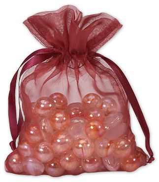 Burgundy Organdy Bags,  5 x 6 1/2' - Gifts Baskets Wholesale Supplies Shop