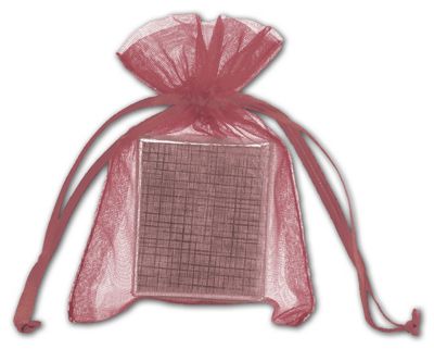 Burgundy Organdy Bags, 3 x 4' - Gifts Baskets Wholesale Supplies Shop