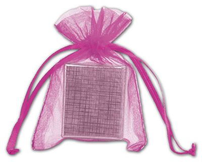 Fuchsia Organdy Bags, 3 x 4' - Gifts Baskets Wholesale Supplies Shop