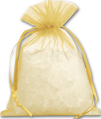 Gold Organdy Bags, 4 x 5 1/2' - Gifts Baskets Wholesale Supplies Shop