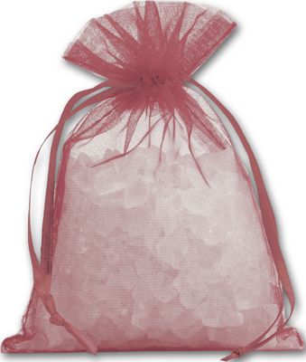 Burgundy Organdy Bags, 4 x 5 1/2' - Gifts Baskets Wholesale Supplies Shop