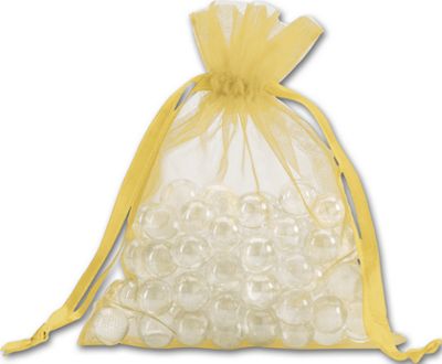 Gold Organdy Bags, 5 x 6 1/2' - Gifts Baskets Wholesale Supplies Shop