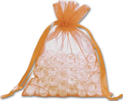 Orange Organdy Bags, 5 x 6 1/2' - Gifts Baskets Wholesale Supplies Shop